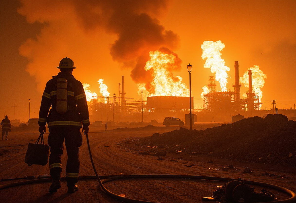 Libya oil refinery fire: Firefighters battle huge blaze after drone attack - BBC